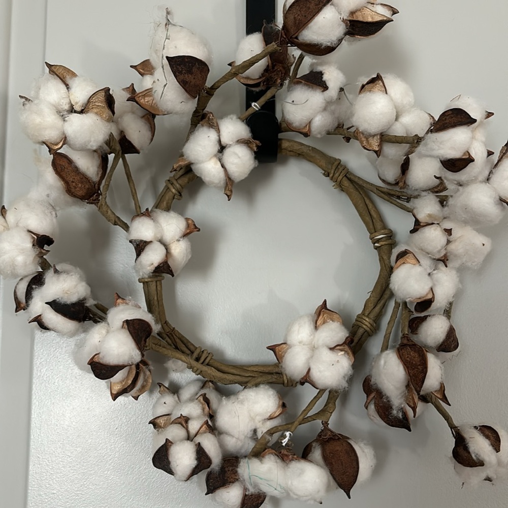 Primitive Rustic Cotton Wreath Farmhouse Vine NEW Final Sale